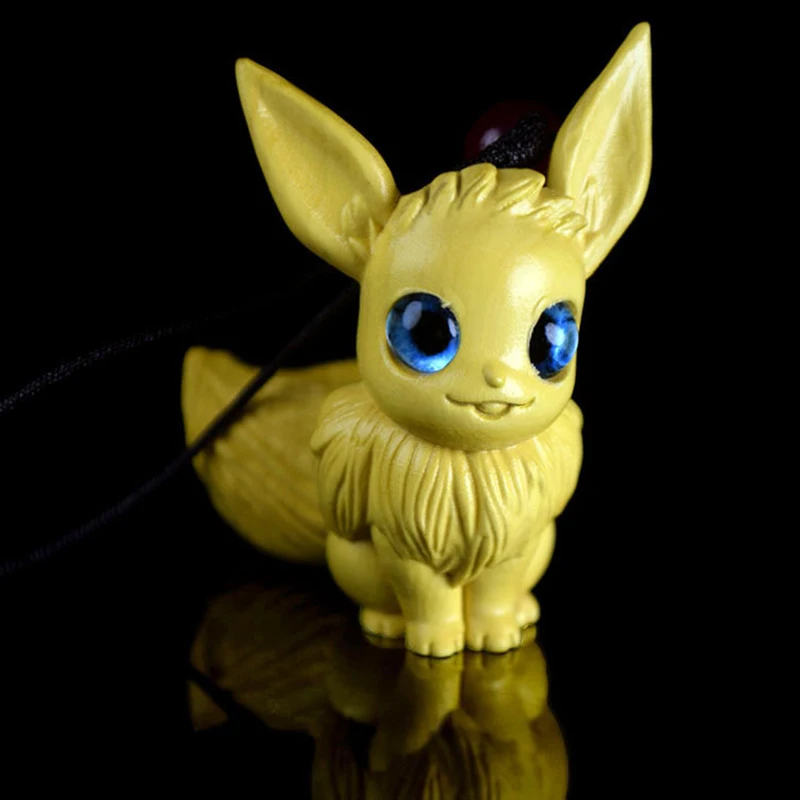 Pokemon Wooden Anime Figure Eevee Pikachu Keychain Crafts Psyduck Squirtle Charmander Action Figure Model Toys for Children Gift