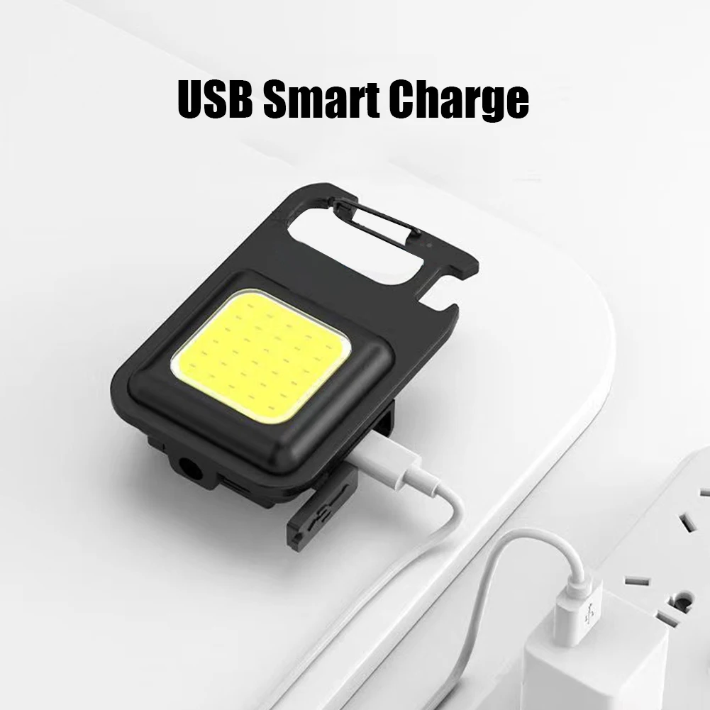 

IPX4 Waterproof Pocket Work Light Multifunctional Mini Keychain Light with Hook Bottle Opener for Outdoor Cycling Camping Hiking