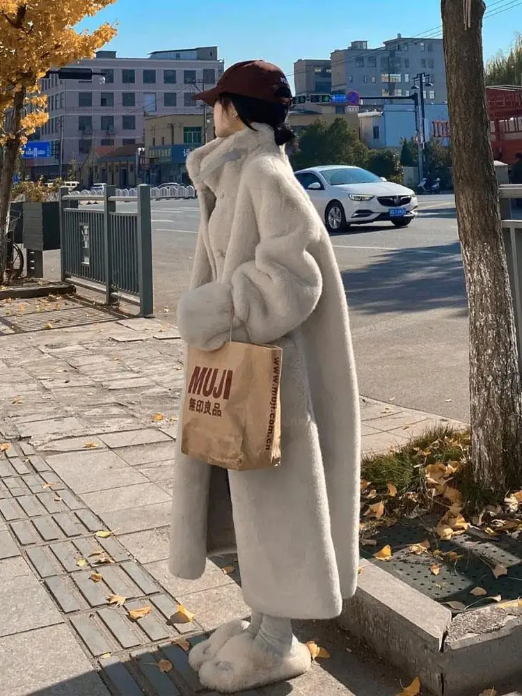 Wool coat Women's autumn and winter long loose thin coat