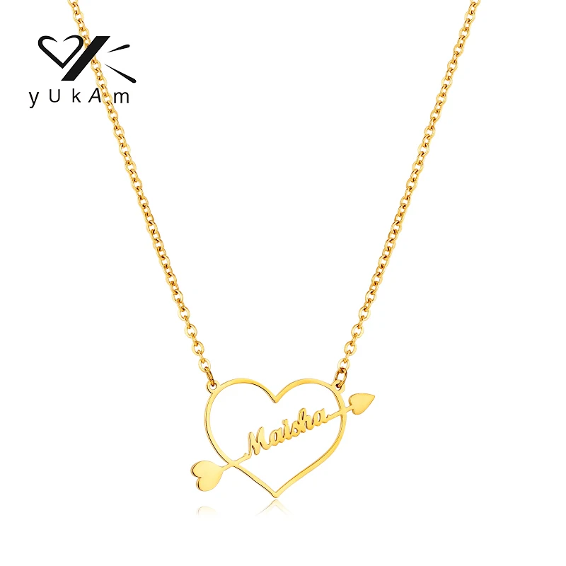 YUKAM Love Arrow Valentine Necklace Custom Stainless Personalised Gift Special Necklaces for Women Customized Gifts Steel New in
