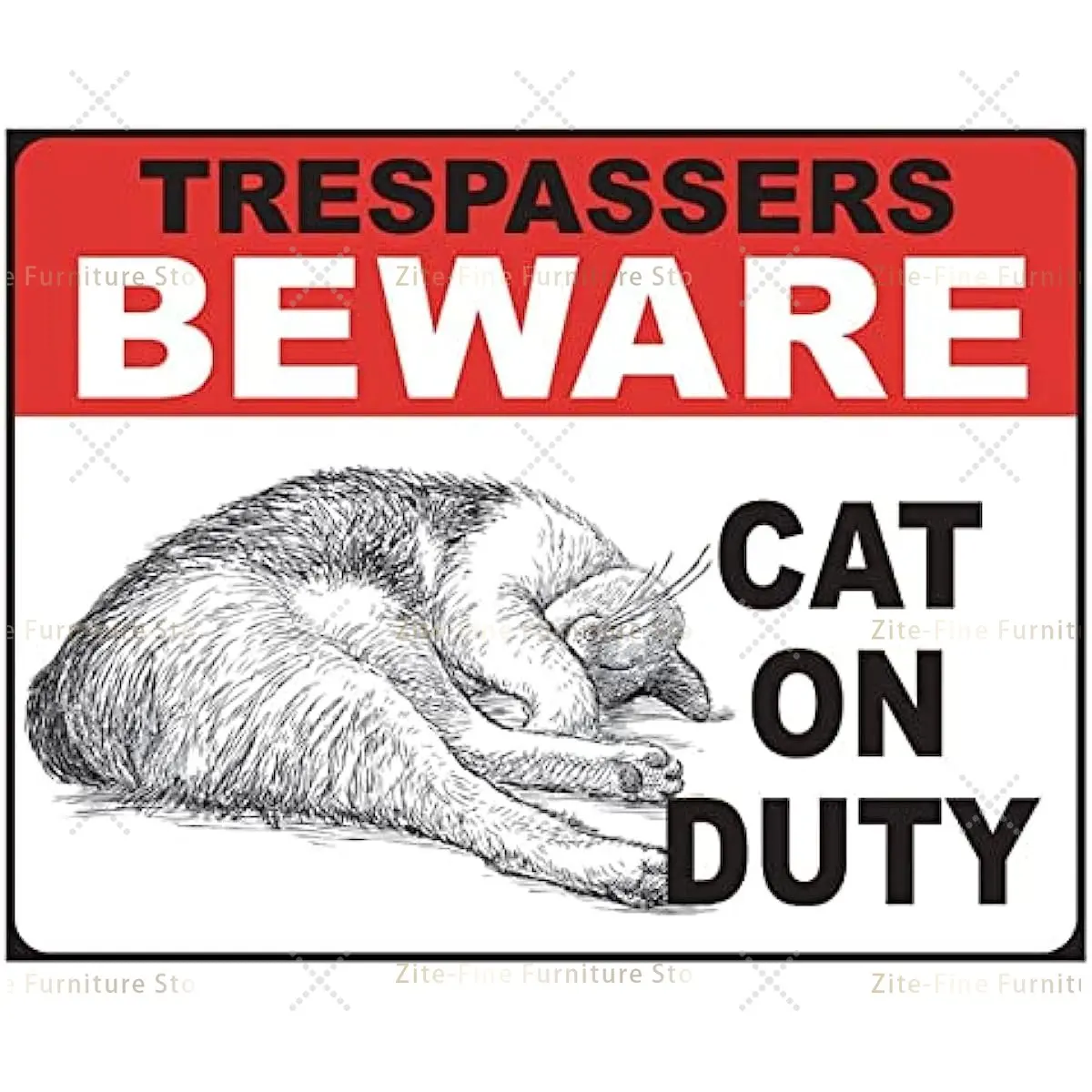 

Desperate Enterprises Beware Cat On Duty Tin Sign - Nostalgic Vintage Metal Wall Decor - 8x12inch