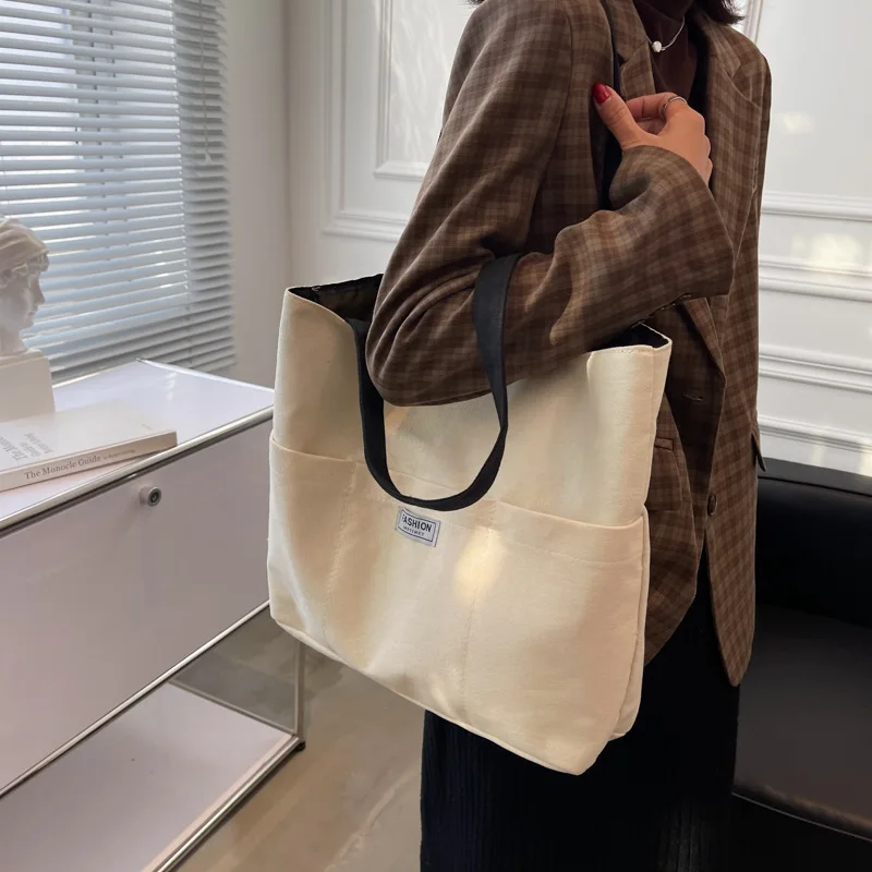 

2023 Canvas Student Schoolbag New High Quality Women Handbag Large Capacity Shoulder Bag Fashion Underarm Bag Lady Shopping Bag