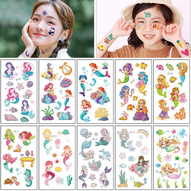 

10 шт., Детские Мультяшные наклейки-татуировки