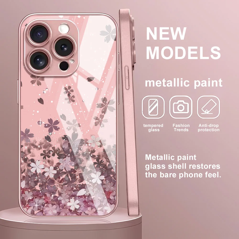Фото Чехол из розового стекла для Samsung A56 5G A55 S24 Ultra S25 S23 S22 Plus S21 FE A53 A54 A33 A34 A35 A36 A25 A13 A17 A16 A26 Cover №2