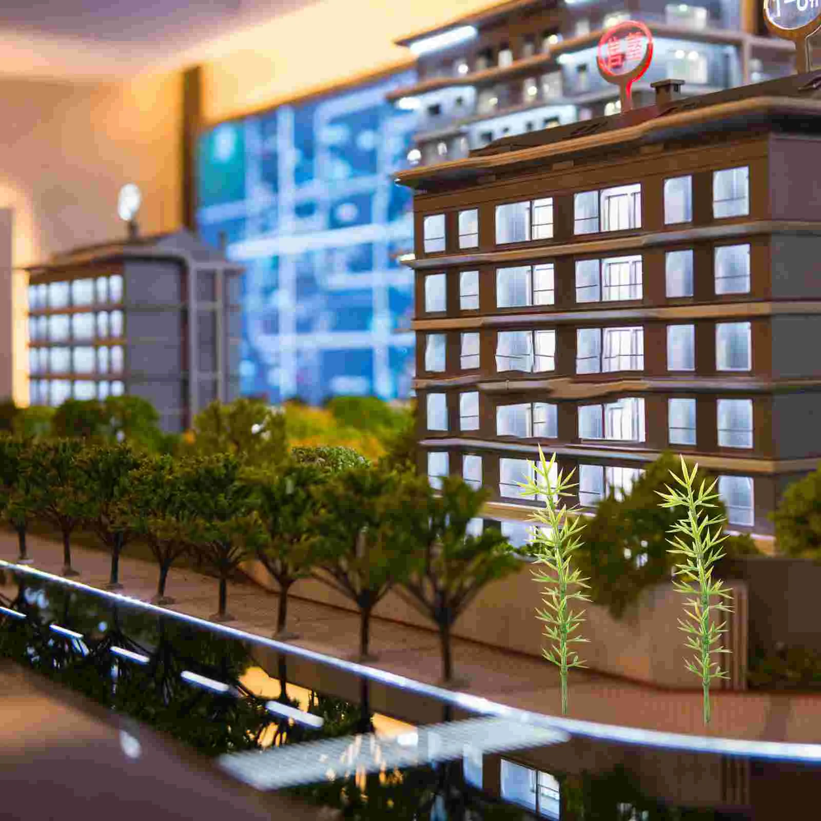 100 шт. пластиковая модель бамбуковых деревьев зеленого цвета 1:200 дерева пейзажная