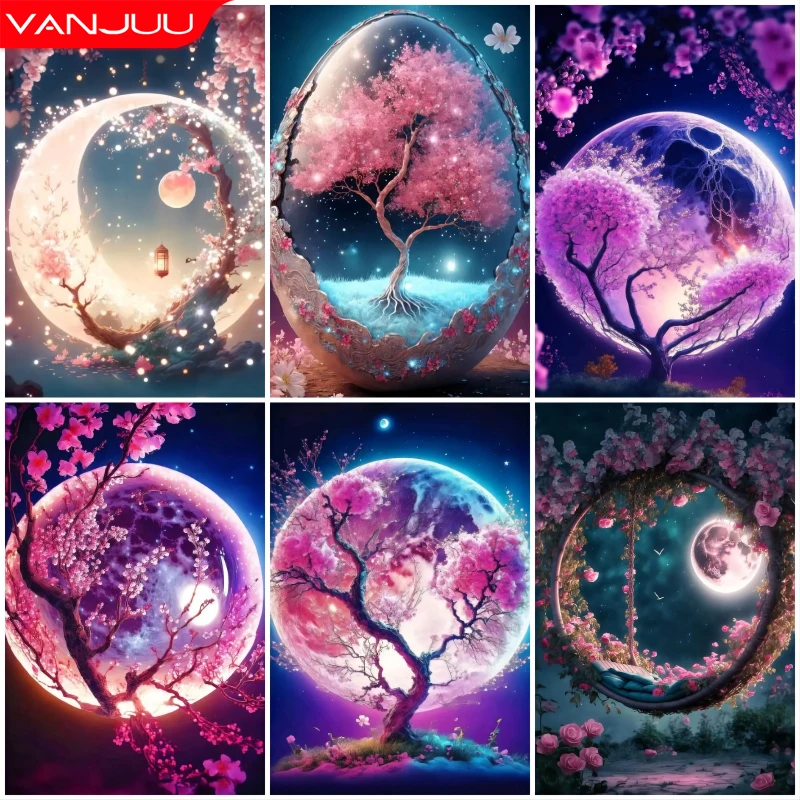 Набор для алмазной живописи с изображением цветов и дерева