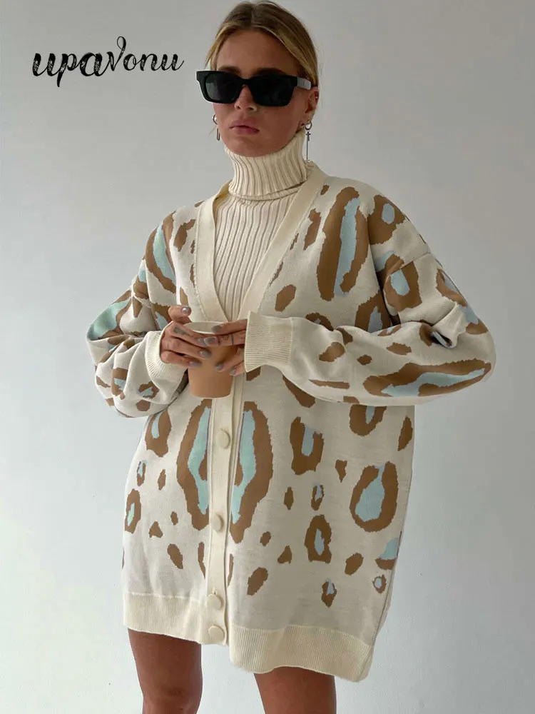 

Женский трикотажный кардиган оверсайз, повседневный однобортный Кардиган с длинным рукавом и V-образным вырезом, весна 2023