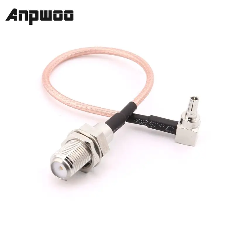 

ANPWOO F Type Female Jack To CRC9 Male Right Angle RG316 Pigtail Cable 15cm For Modem