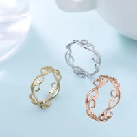 vintage filigree flower ring women girls stainless steel romantic rose gold color casual rings jewelry anniversary gift