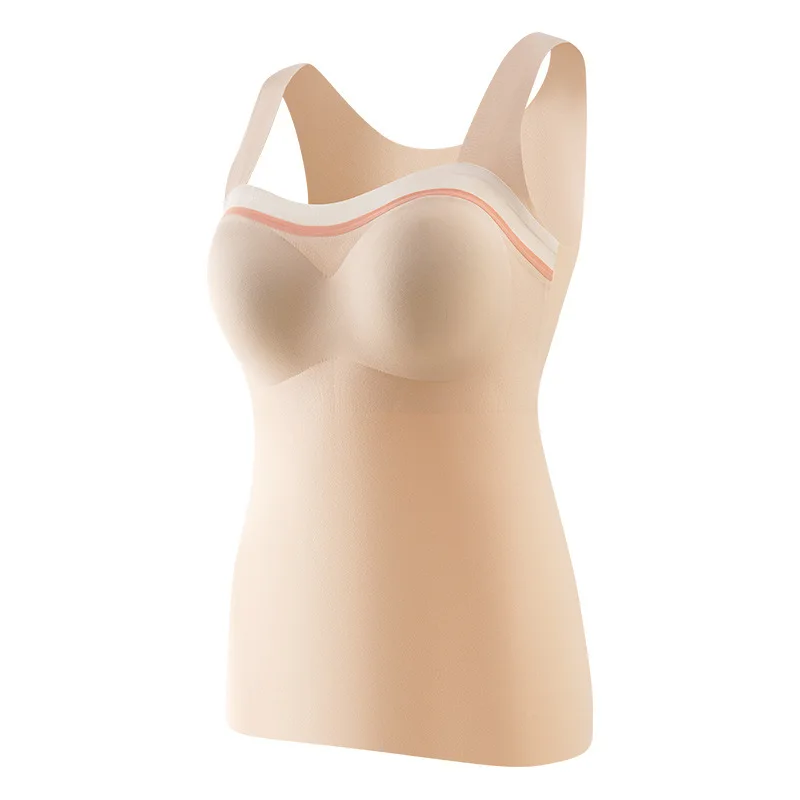Women Thermal Lingerie 1PC Winter Top Vest Thermo Underwear Push Up Detachable Seamless Padded Bra High Elasticity Intimate