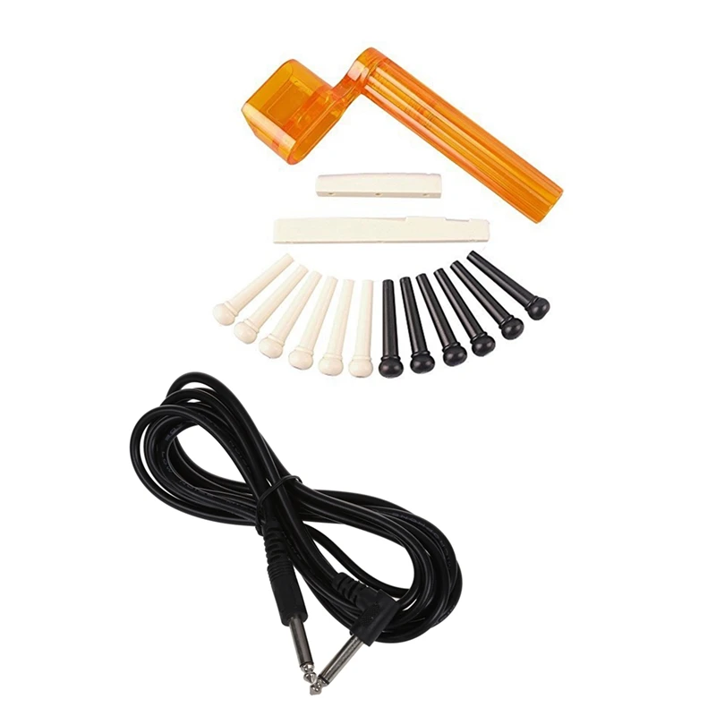 

1x 10-Feet Electric Patch Guitar Amplifier Cable Cord & 1set Tint Bridge Pin+String Winder Plus Nut Saddle Set