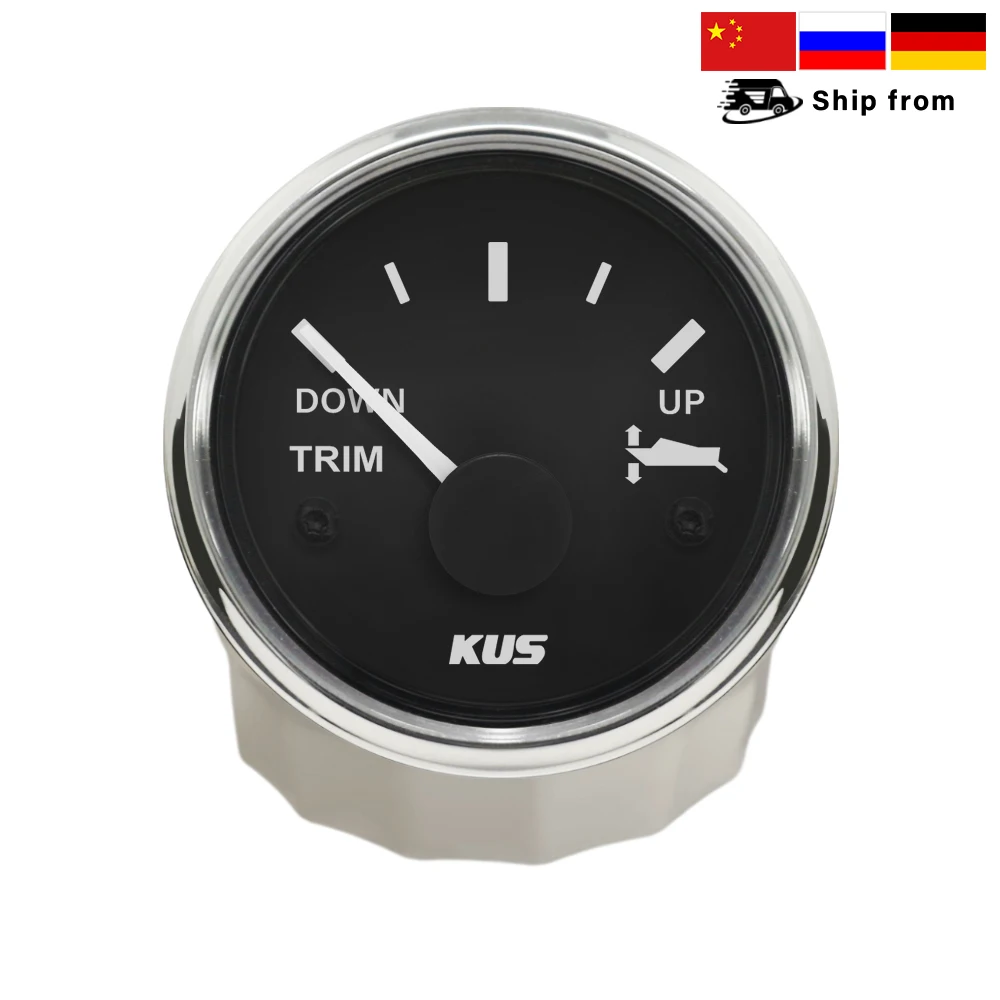 

New KUS Universal 52mm Boat Trim Gauge Outboard Engine Marine Trim Meter 12V 24V with Red/Yellow Available Backlight 0-190 ohm