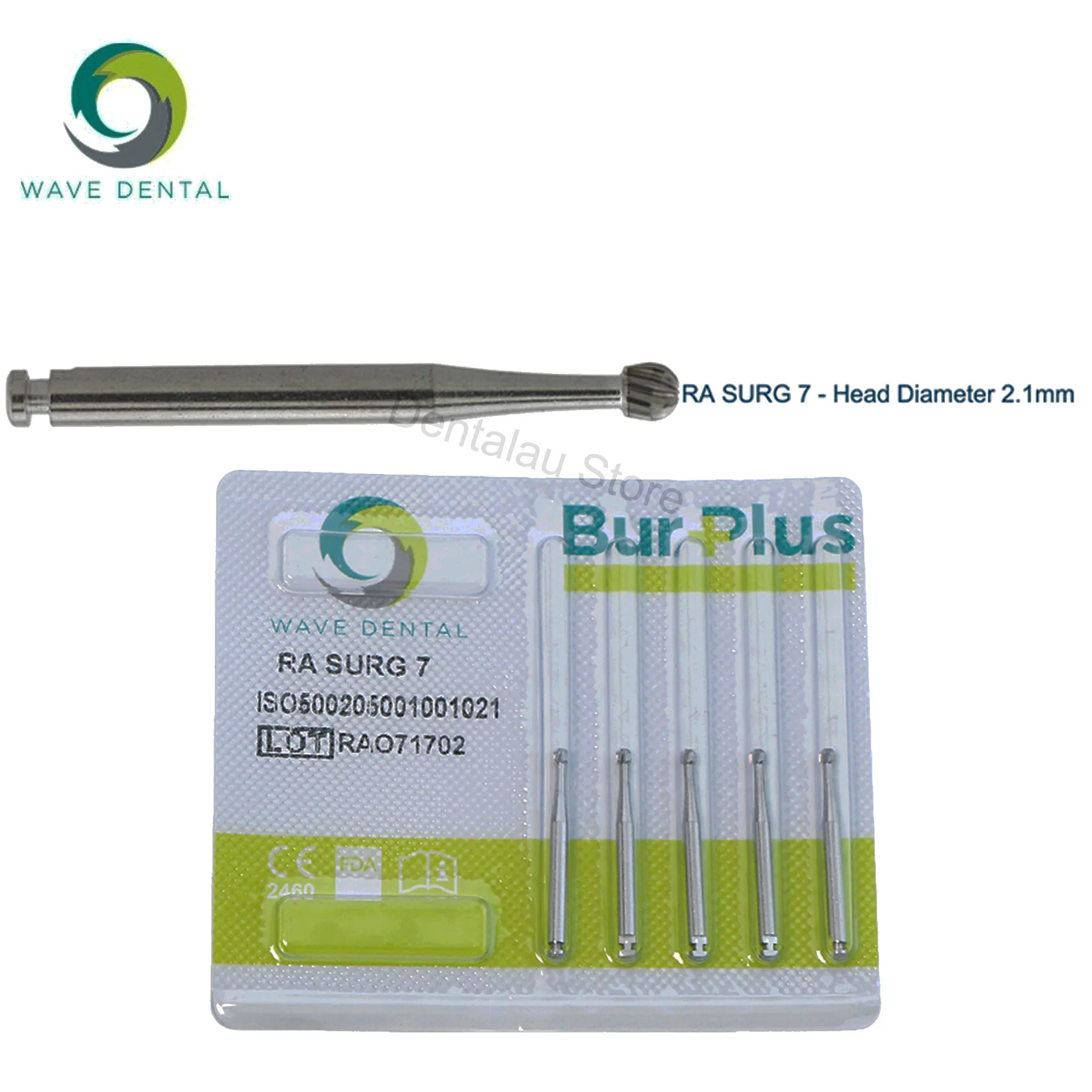 

Wave Dental RA SURG 7 drill tungsten carbide round 26mm surgical carbide round 5pcs/box