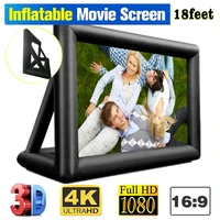 10ft 18ft inflatable blow up projection home outdoor theater movie screen with quiet blower and bag stakes ropes