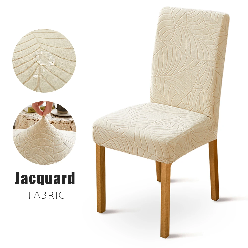 1/2/4/6PCS Waterproof Dining Chair Cover Elastic Leaf Jacquard Chair Slipcovers For Office Kitchen Banquet Wedding Home Decor