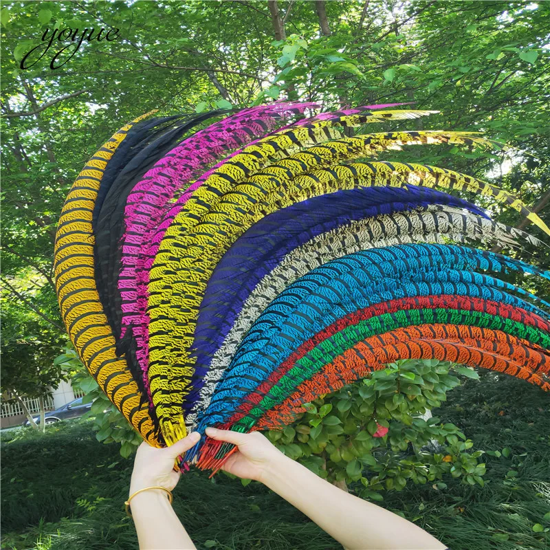 

10Pcs 32-36''/80-90CM Natural Dyed Zebra Lady Amherst Pheasant Tail Feathers For Crafts Super Long Zebra Phesant Feathers Plumes