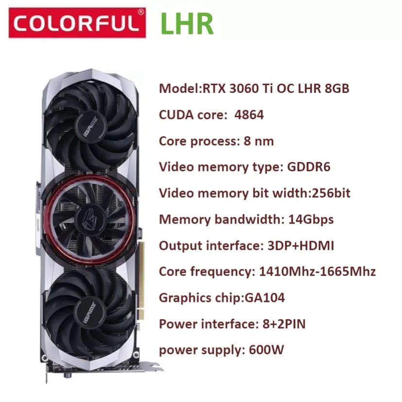 

Colorful iGame RTX 3060 Advanced OC 12G GA106 Locked Graphics Card 8nm 1320-1777Mhz 192Bit 3DP+HDMI-Compatible