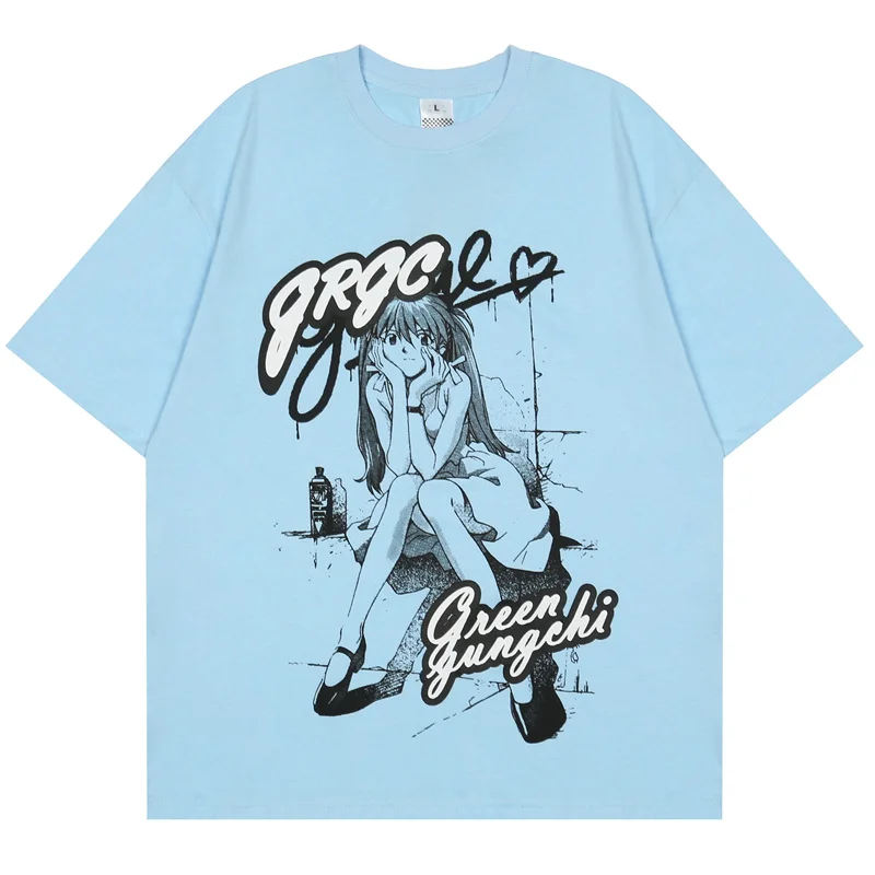 

2022 Hip Hop T Shirt Japanese Streetwear Anime Girl Print T Shirts Harajuku Oversized Summer Fashion Cotton Short Sleeve Tops