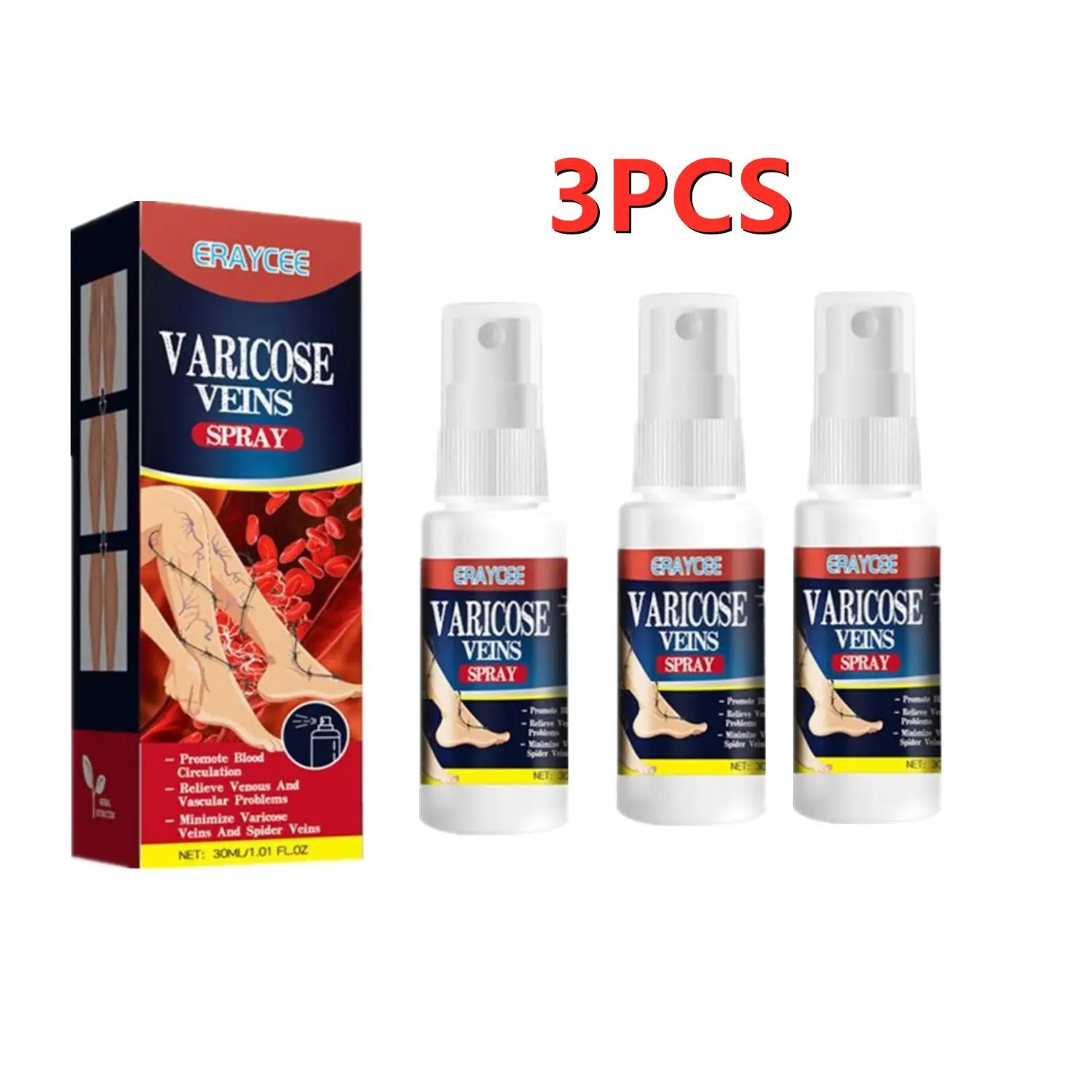 

3PCS Effective Herbal Varicose Vein Relief Cream Relieve Treatment Vasculitis Spider Phlebitis Pain Swelling Leg 30ml