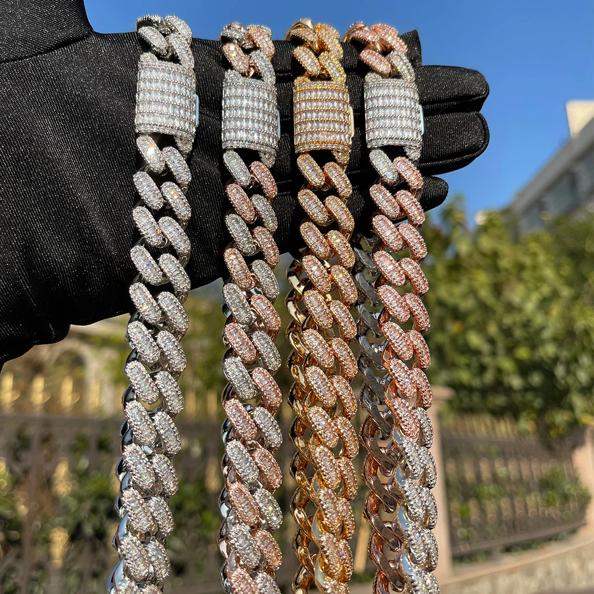 Кубинская цепочка Майами для мужчин ожерелье с плетением из пузырьковых букв 15