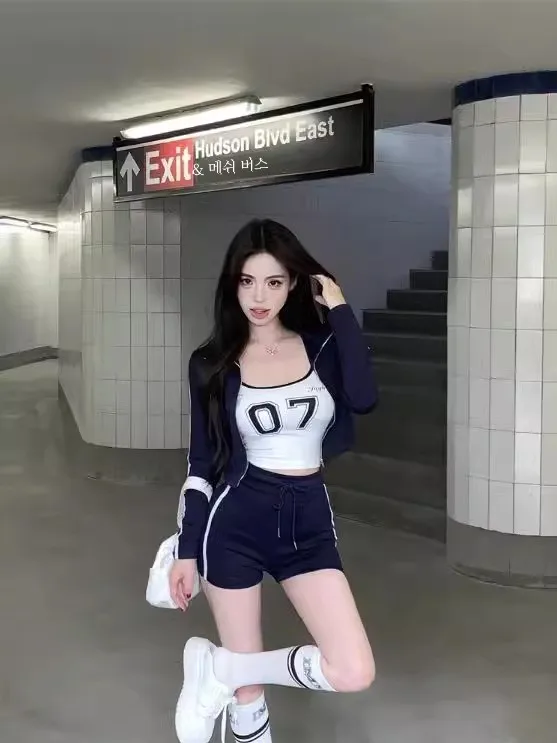 Qiake Girl ~ сексуальный жилет с принтом женское спортивное короткое пальто на молнии