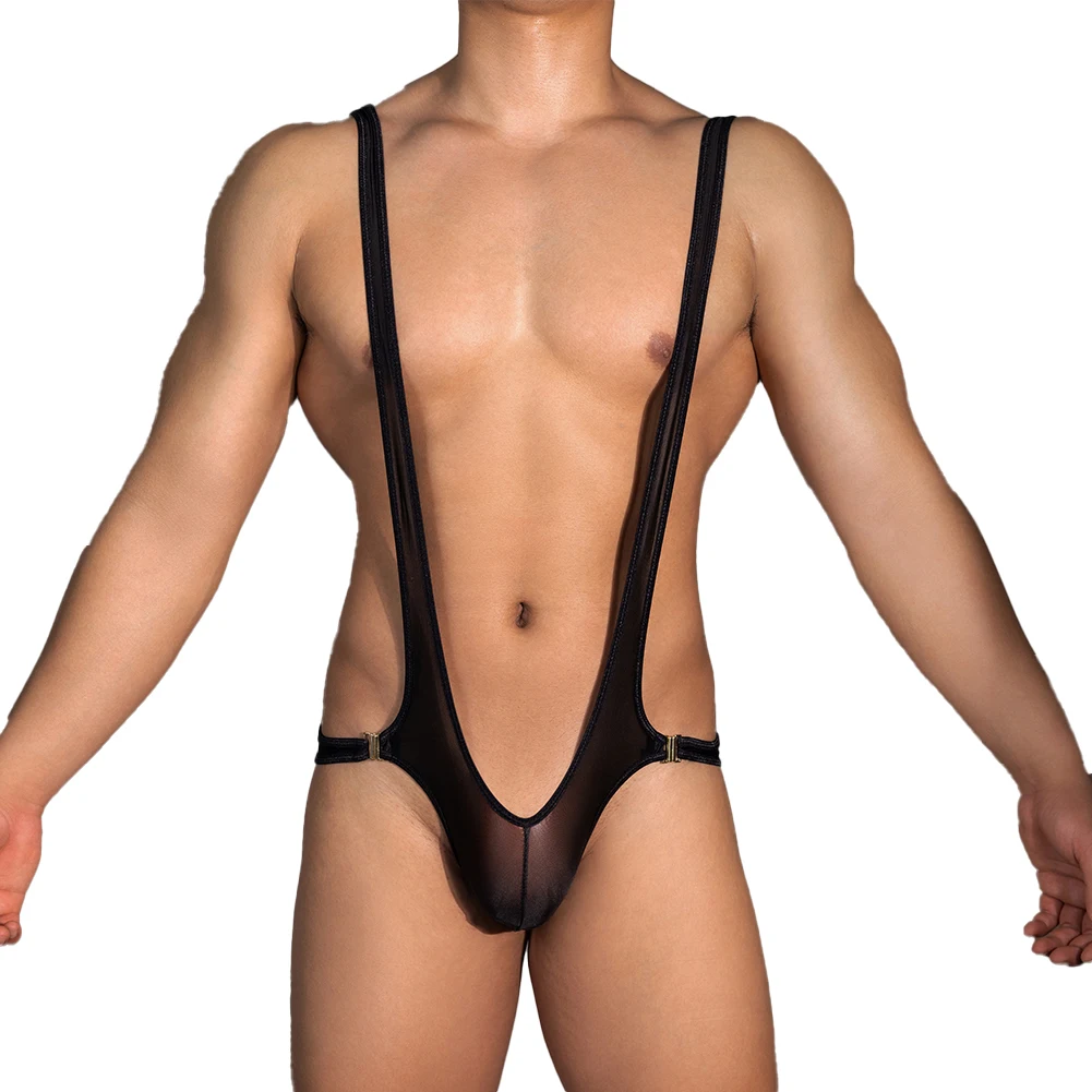 

Mens Sissy Erotic Bodysuit Backless Oil Shiny Jumpsuit Jockstrap U Convex Pouch Underwear Leotard Sexy Strap Gay Nightwear