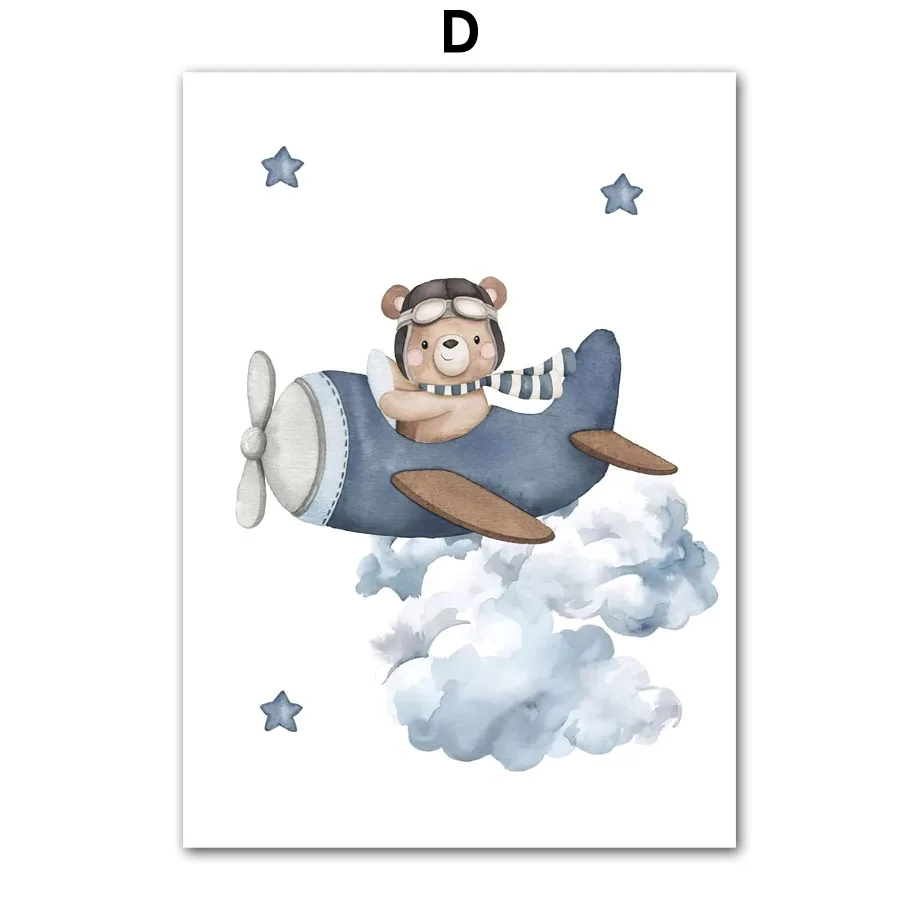 

Картина на холсте "Бохо Медведь Самолет Облако"