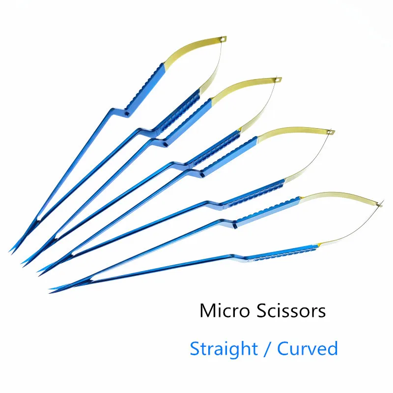 Micro Scissors Titanium Flat Handle 11mm Blades Straight/Curved Neurosurgery Instruments