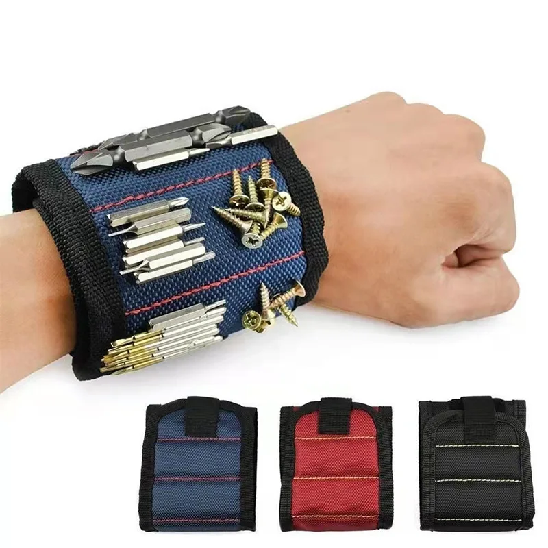 1Pc Magnetic Wrist Support Band With Strong Magnets For Holding Screws Nail Bracelet Belt Support Chuck Sports Magnetic Tool Bag