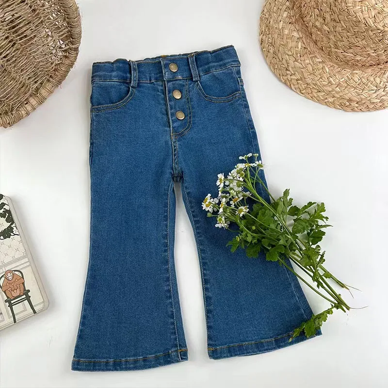 

HAYANA 2022 Kid Jeans Girls' All-match Thin Stretch Denim Bell-bottom Pants 8 Points Pants