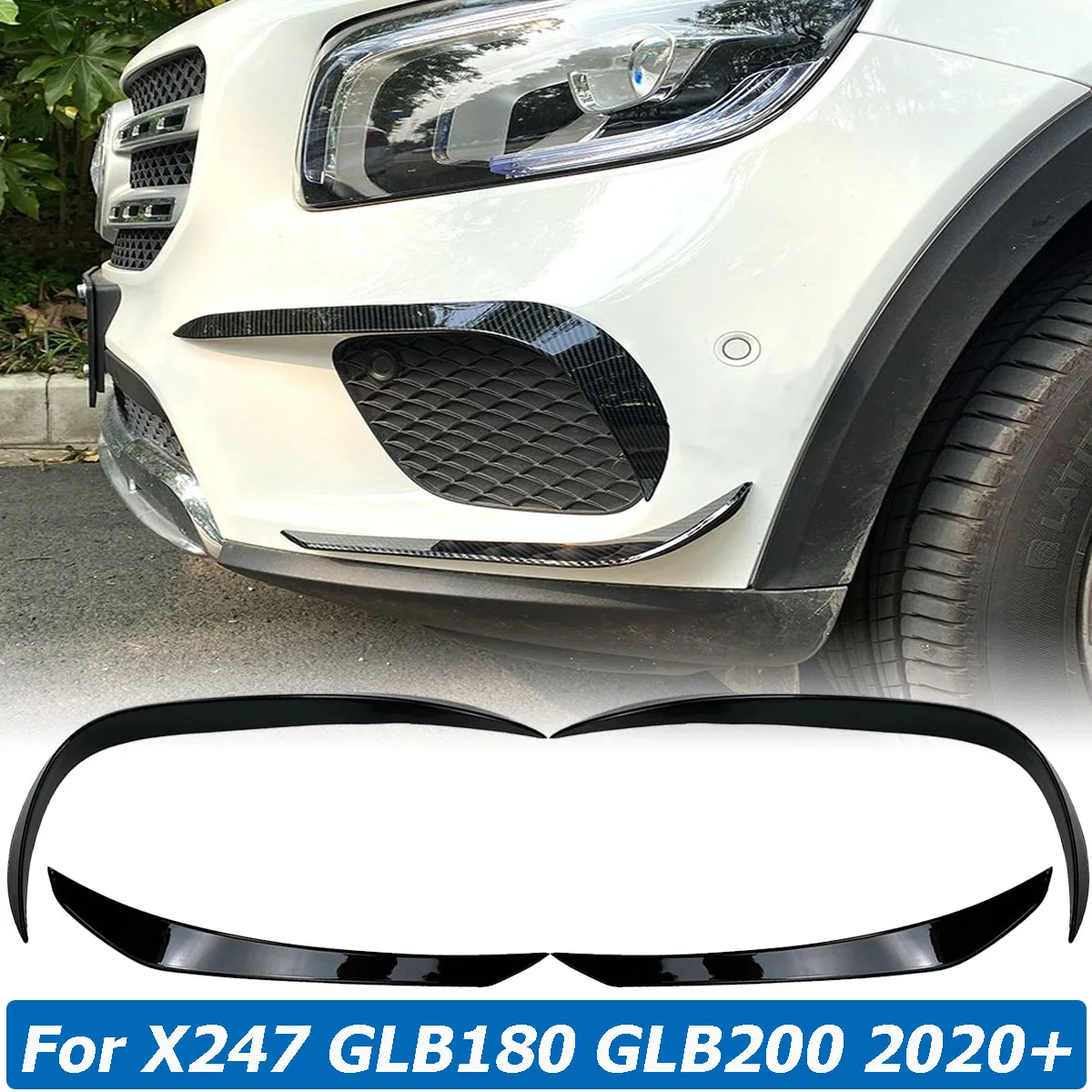 

X247 Front Bumper Fog Lamp Grille Lip Splitters Trim Spoiler Sticker For Mercedes Benz GLB Class GLB180 GLB200 Car Accessories