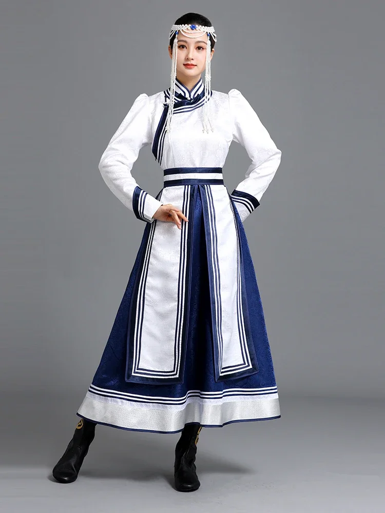 Женское длинное платье в монгольском стиле танцевальное для выступлений