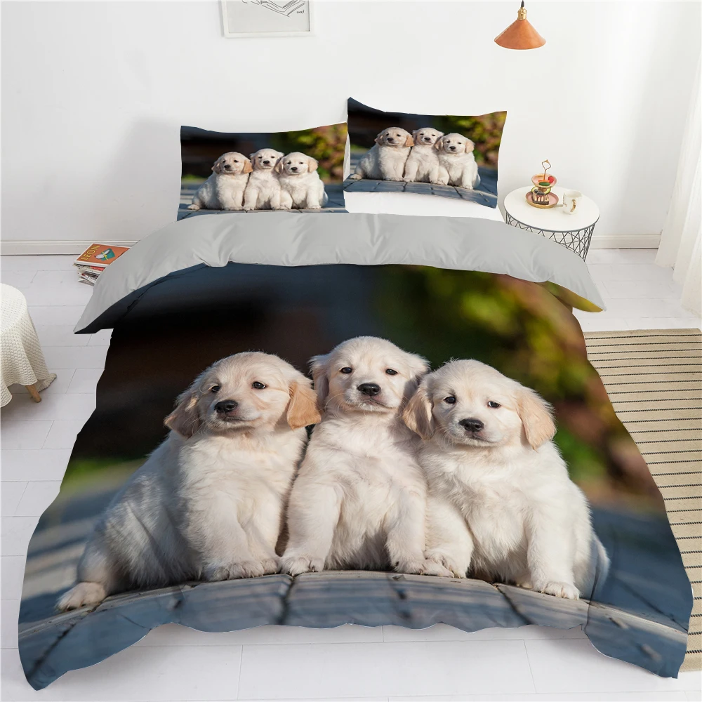 

Golden Retriever Bedding Set Cute Dog Duvet Quilt Cover Puppy Print Comforter For Kids Teens Adults King Double Single Full Size