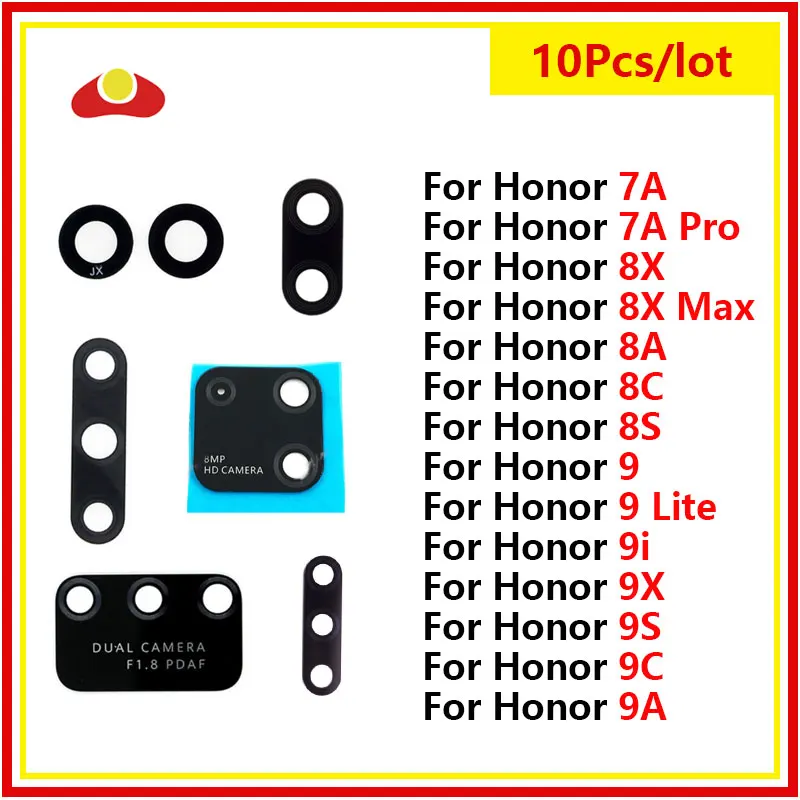 

10Pcs Rear Back Camera Glass Lens For Huawei Honor 9s 9A 9C 9X Pro 9 Lite 9i 9n 8X Max 8A 8C 8S 7A Pro 7X With Adhesive Sticker