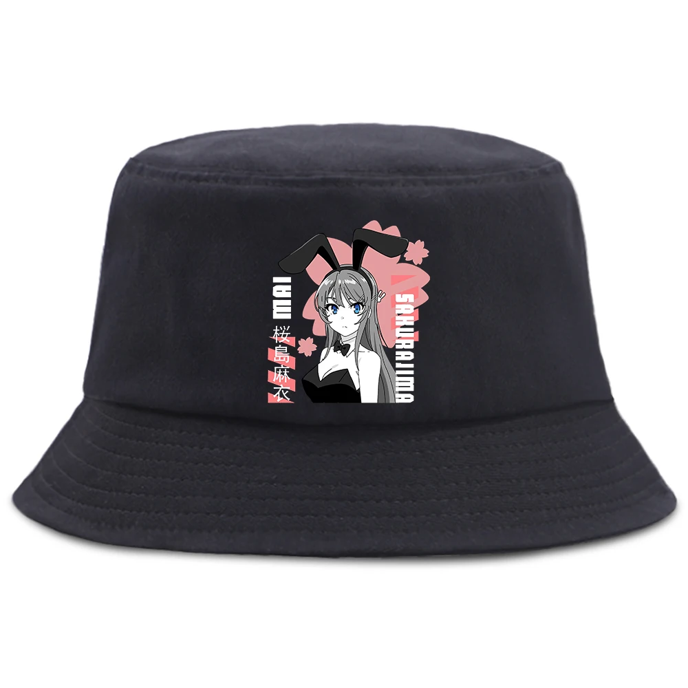 

Mai Sakurajima Women'S Hat Casual Bunny Girl Senpai Sunscreen Sun Men Sun Hats Japanese Anime Graphic Cotton Summer Bucket Cap