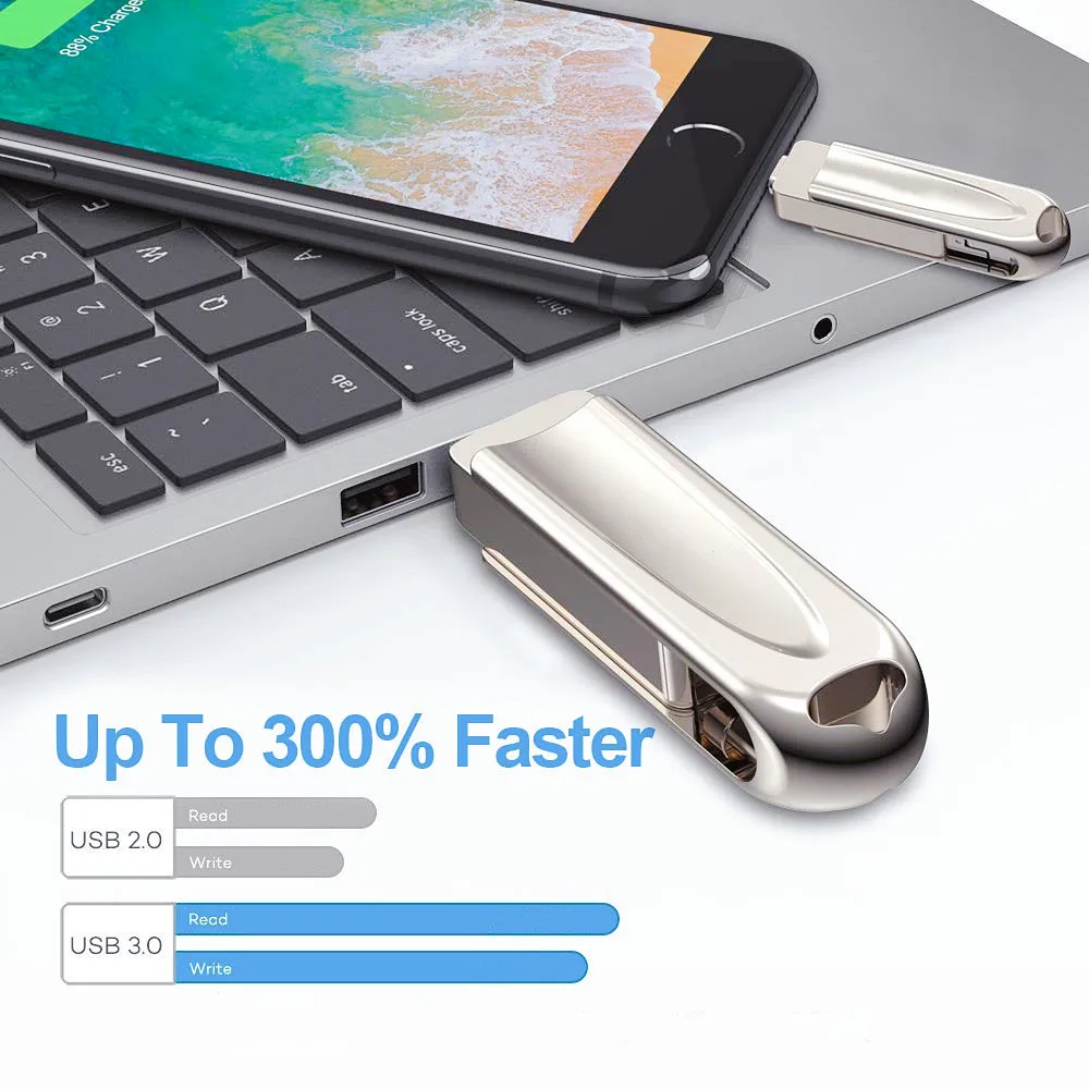 Флэш-накопитель TYPE-C для iPhone/Plus/X/ipad Usb/Otg 4 в 1 64/128/256 ГБ всех внешних устройств памяти