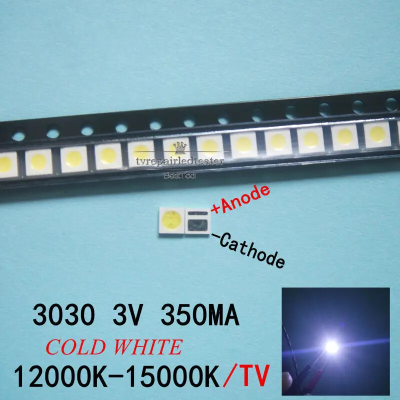 

500PCS LED Backlight 1W 3030 3V Cool white 80-90LM for TV Application new led tv bar