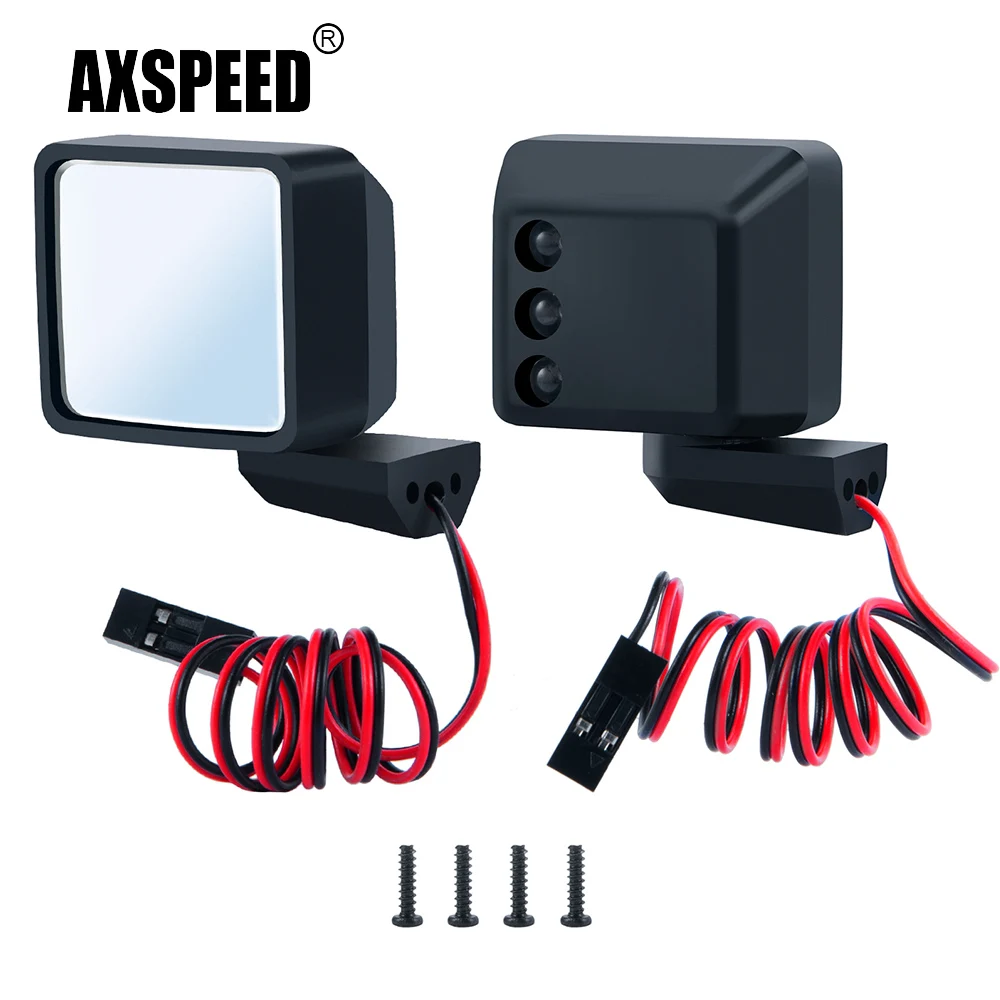 Фото AXSPEED 2 шт. пластиковые имитации зеркала заднего вида светодиодный светодиодные лампы для осевого SCX6 AXI05000 JEEP JLU Wrangler 1/6 RC Гусеничный автомобил... №1