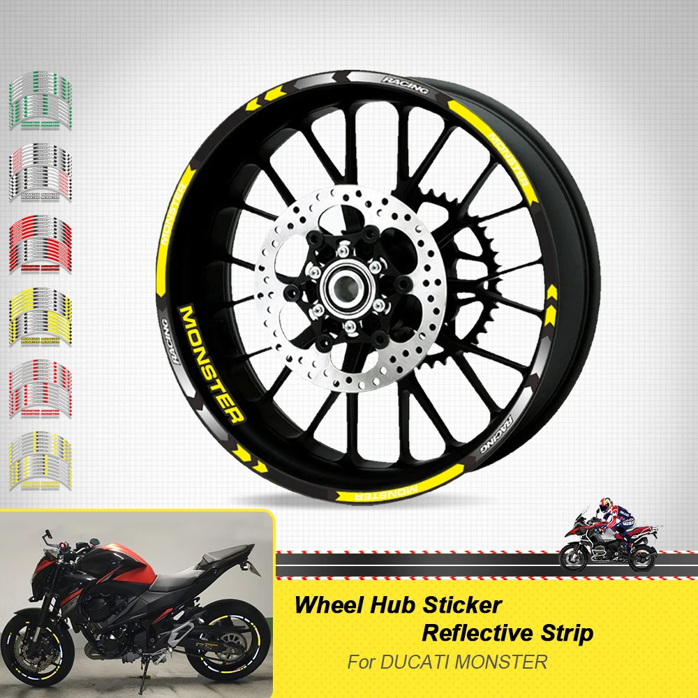 

Motorcycle Accessories Sticker Rim Tire Decals Wheel Reflective Stripe Set For DUCATI MONSTER 695 696 795 796 1100 1100S 797 821