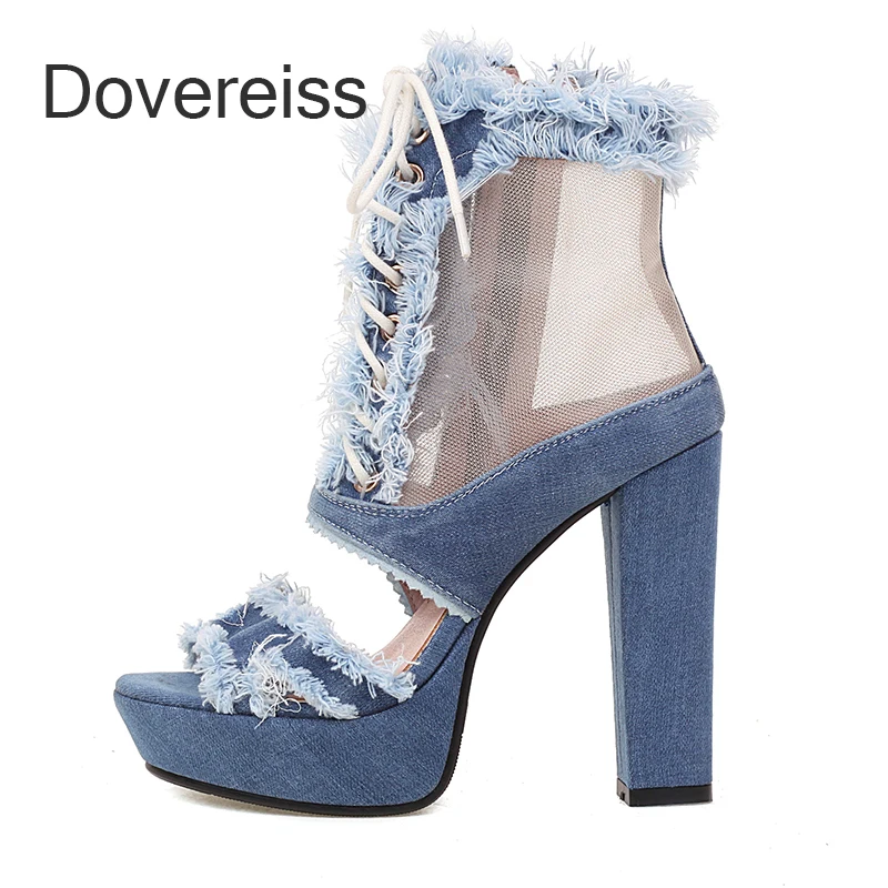 

2022 Summer Platform Chunky Heels Cowboy Female Sandals Narrow Band Women Fashion Party Shoes Waterproof Block Heels 40 41 42 43