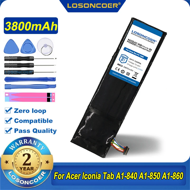 100% Оригинальный LOSONCOER AP31-1008HA AP32-1008HA 3800 мАч аккумулятор для ноутбука Asus Eee PC 1008 1008H