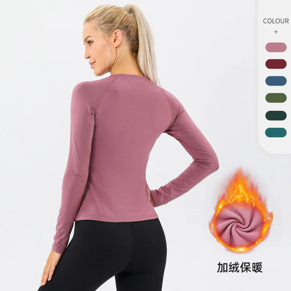 thermal t-shirt woman sport Winter Thermal Shirt Zip-Up Sport Yoga Top Training Compression Shirts Running Top Jacket Gym Outfit