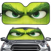 3d cool giant print angry green monster eyes protect car interior front windshield sunshade foldable sun shade for van suv cars