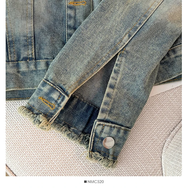 Куртка женская джинсовая в стиле ретро стильная повседневная верхняя одежда из