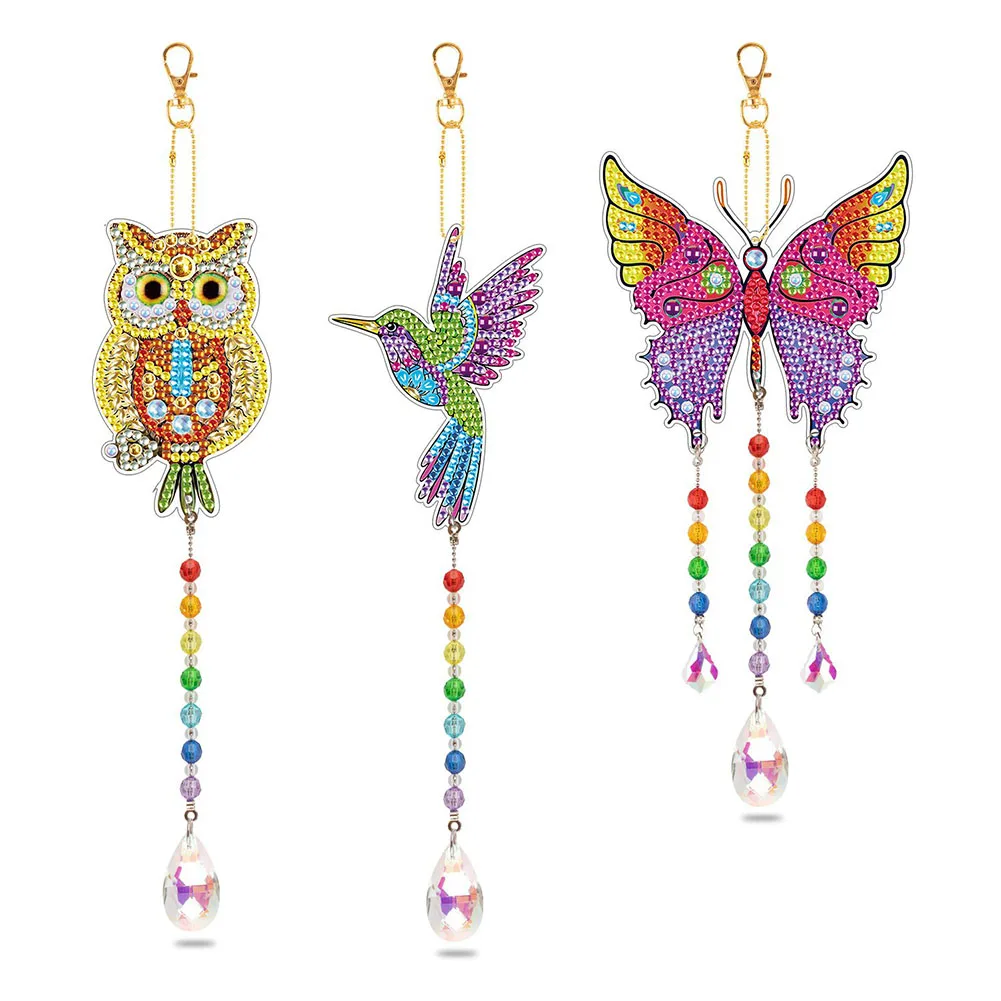 

DIY 5D Dia-mond Pain Tings Pendant Jewelry Kit Rhinestone Wind Chimes Embroidery Window Garden Wall Hanging Room Decoration