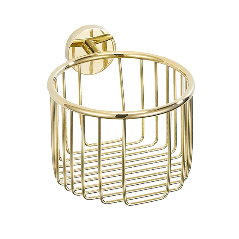 

Wall-Mounted Paper Basket Golden Nordic Toilet Paper Towel Holder Punching Toilet Toilet Storage Roll Paper Holder