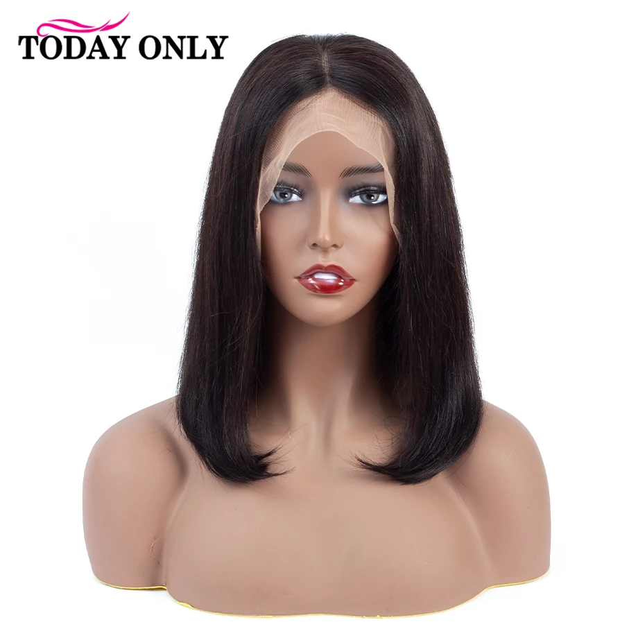 Short Bob Wig Human Hair Pre plucked Brazilian 13x4 HD Lace Front Human Hair Wig Straight Natural Color Hair Bob Wig TODAY ONLY
