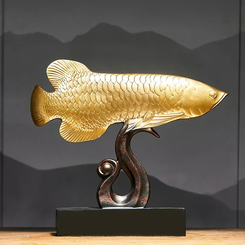 

New Chinese-style lucky golden dragon fish ornaments New Year gifts for elders living room office home ornaments