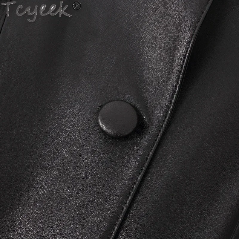 Tcyeek женские дубленки из натуральной кожи куртка женский плащ средней длины