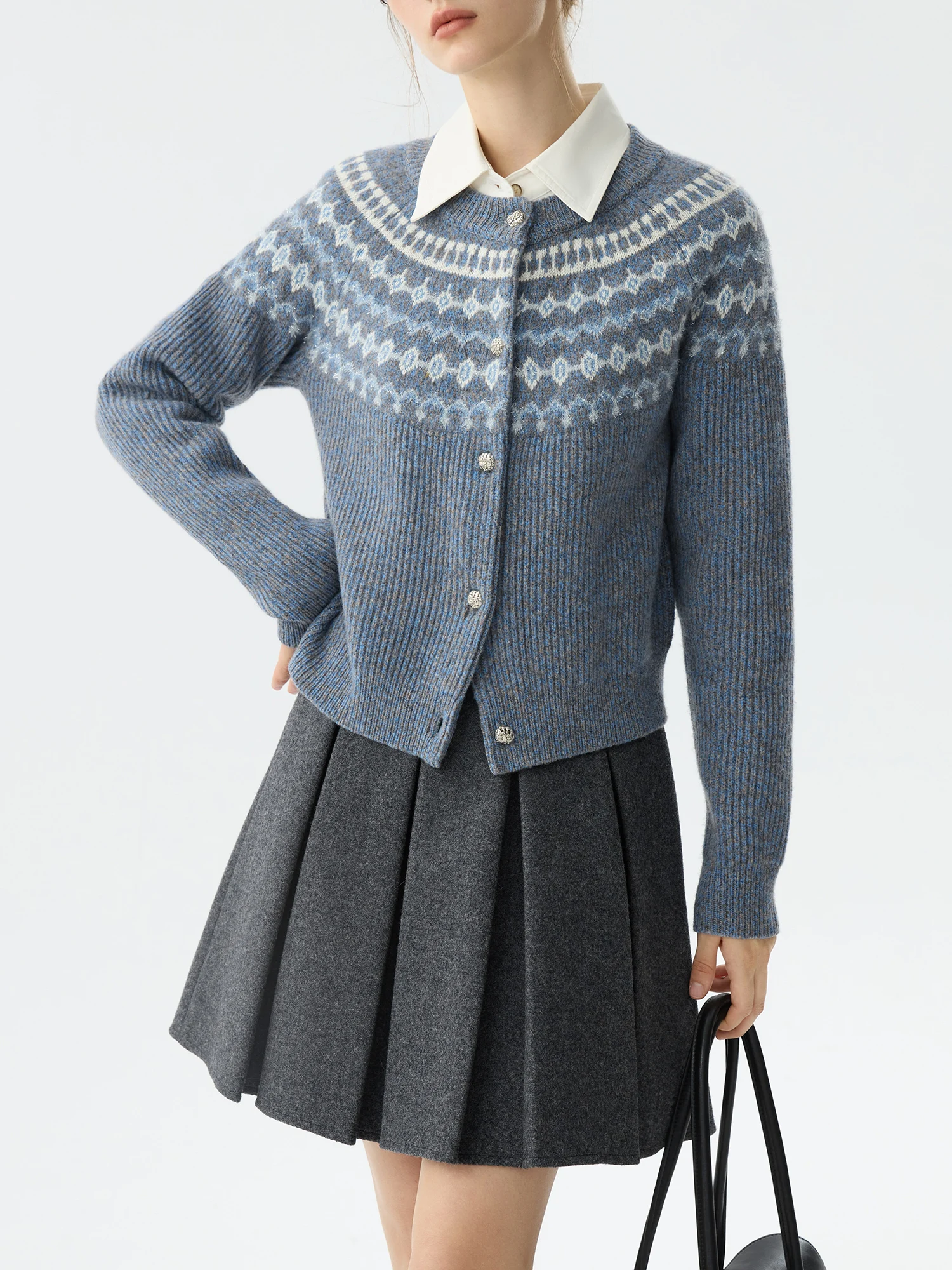 FSLE офисный женский винтажный жаккардовый универсальный вязаный повседневный